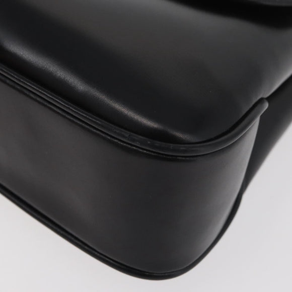 GUCCI Hand Bag Leather Black Gold Auth 181956V