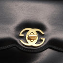 GUCCI Hand Bag Leather Black Gold Auth 181956V-17