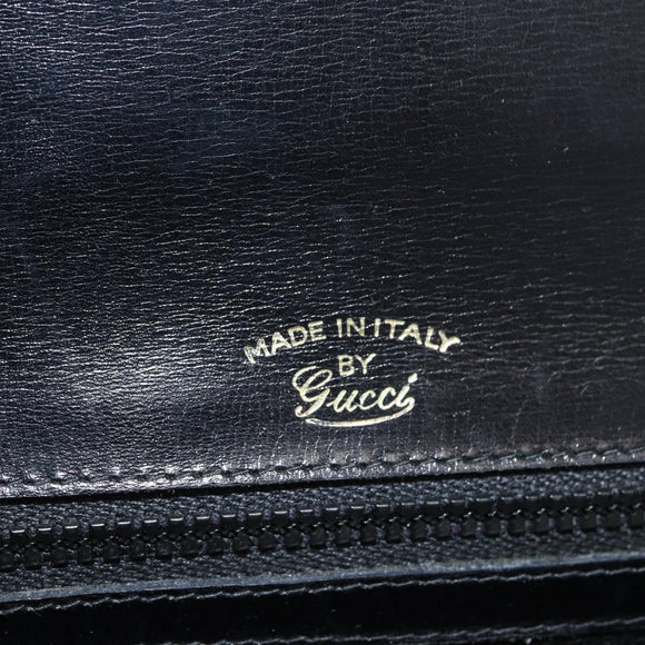 GUCCI Hand Bag Leather Black Gold Auth 181956V