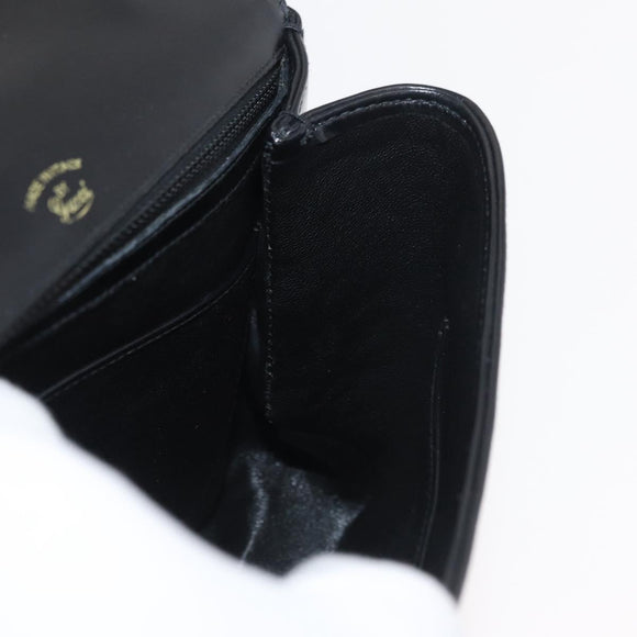 GUCCI Hand Bag Leather Black Gold Auth 181956V