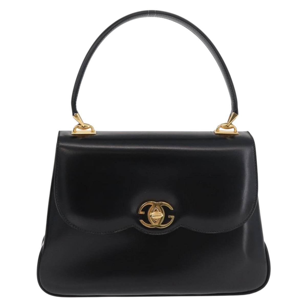 GUCCI Hand Bag Leather Black Gold Auth 181956V | Brand Street Tokyo
