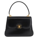GUCCI Hand Bag Leather Black Gold Auth 181956V-13