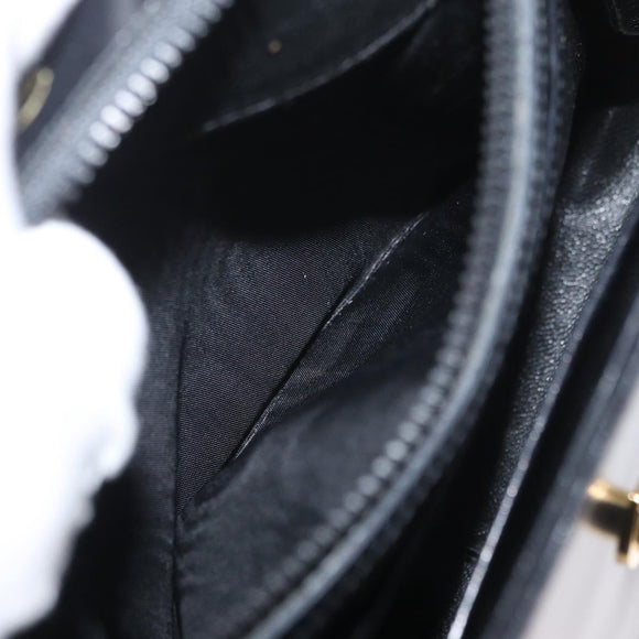 GUCCI Hand Bag Leather Black Gold Auth 181956V