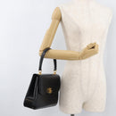 GUCCI Hand Bag Leather Black Gold Auth 181956V-23