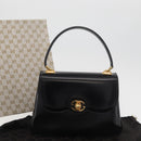 GUCCI Hand Bag Leather Black Gold Auth 181956V-12