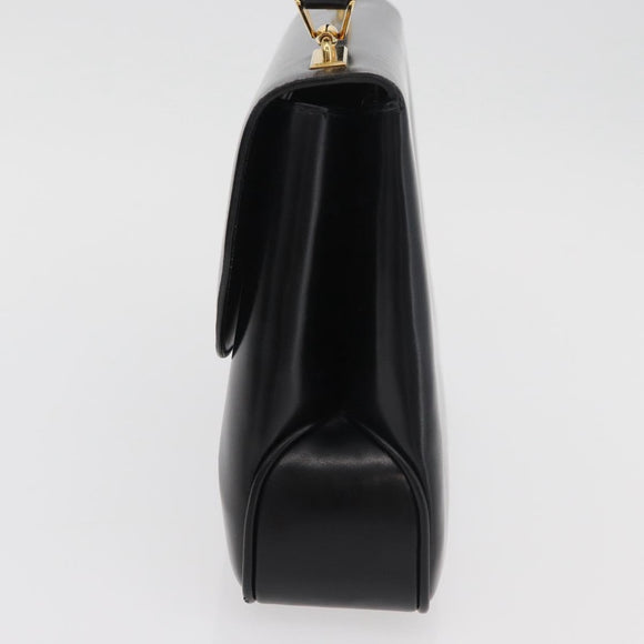 GUCCI Hand Bag Leather Black Gold Auth 181956V