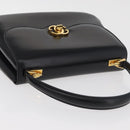 GUCCI Hand Bag Leather Black Gold Auth 181956V-6