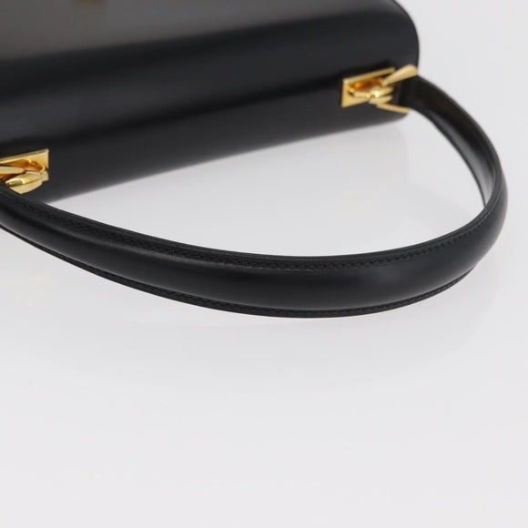 GUCCI Hand Bag Leather Black Gold Auth 181956V