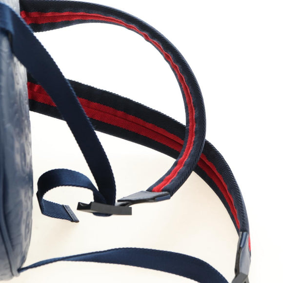 GUCCI Sherry Line Double G Backpack Leather Navy Silver Red 752358 Auth 181963M
