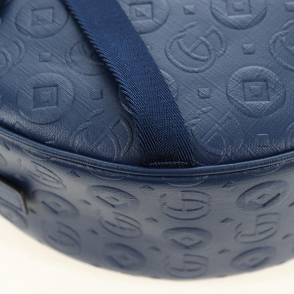 GUCCI Sherry Line Double G Backpack Leather Navy Silver Red 752358 Auth 181963M