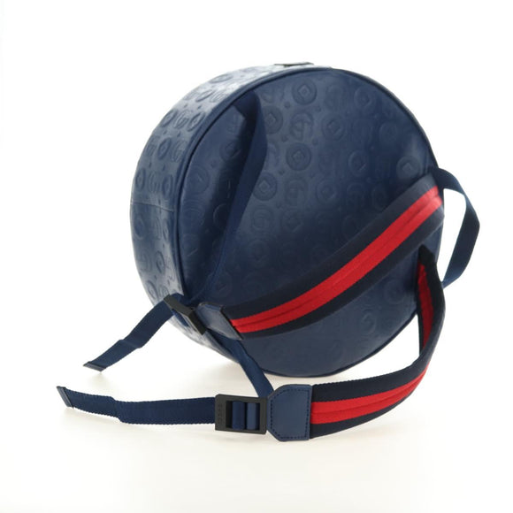 GUCCI Sherry Line Double G Backpack Leather Navy Silver Red 752358 Auth 181963M