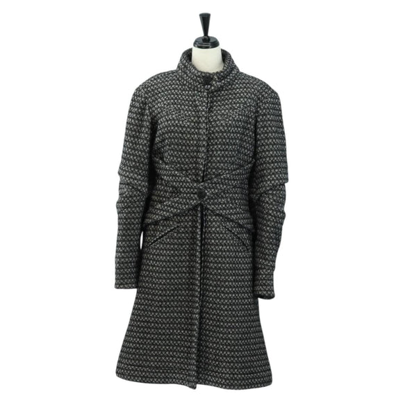CHANEL Mantel Wolle Schwarz CC Auth 181967V