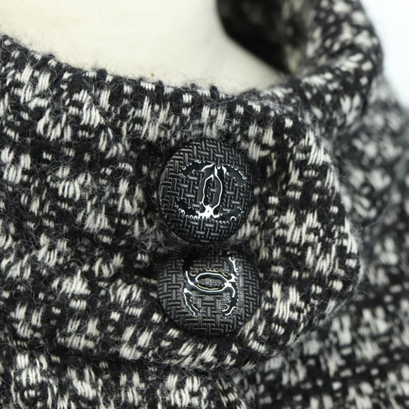 CHANEL Mantel Wolle Schwarz CC Auth 181967V