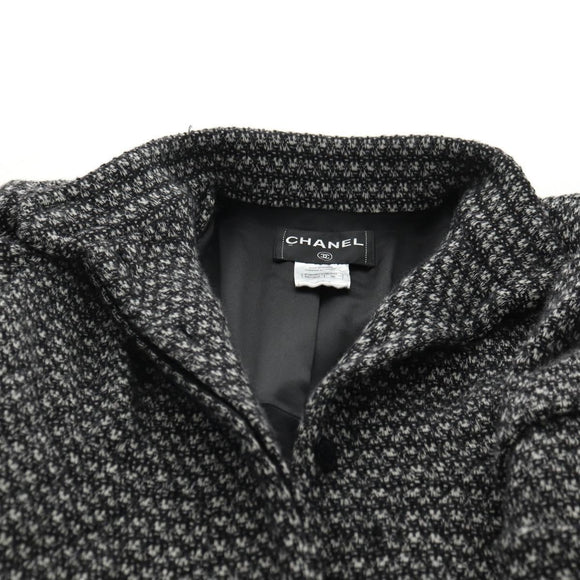 CHANEL Mantel Wolle Schwarz CC Auth 181967V