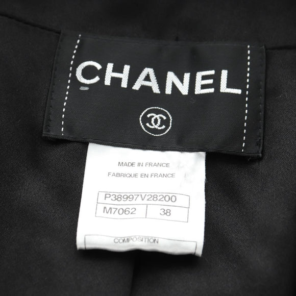 CHANEL Mantel Wolle Schwarz CC Auth 181967V
