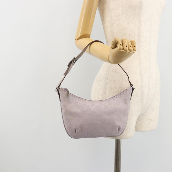 GUCCI GG Canvas Shoulder Bag Lavende Silver 32160 Auth 181980A