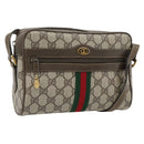 GUCCI GG Supreme Web Sherry Line Bag PVC Beige Gold 56 02 004 Auth 181982-1