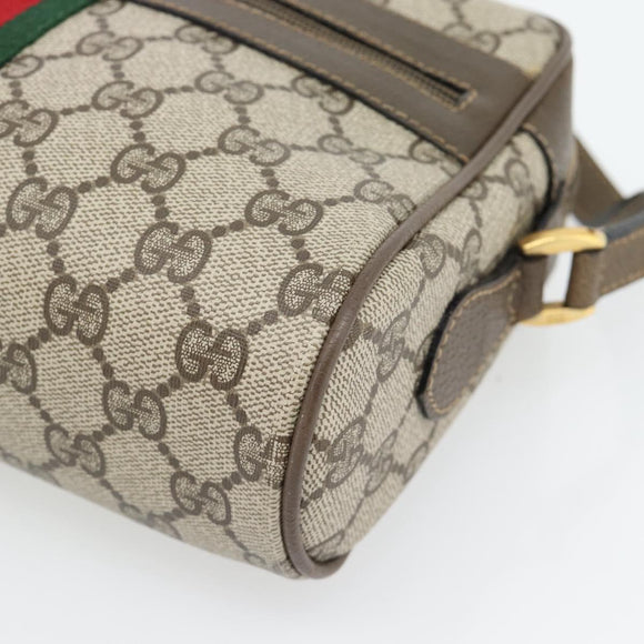 GUCCI GG Supreme Web Sherry Line Bag PVC Beige Gold 56 02 004 Auth 181982