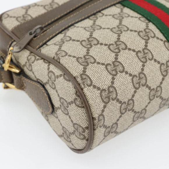 GUCCI GG Supreme Web Sherry Line Bag PVC Beige Gold 56 02 004 Auth 181982