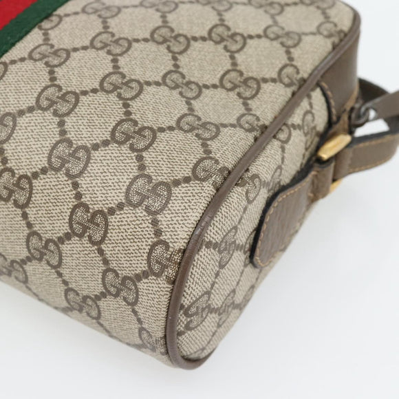 GUCCI GG Supreme Web Sherry Line Bag PVC Beige Gold 56 02 004 Auth 181982
