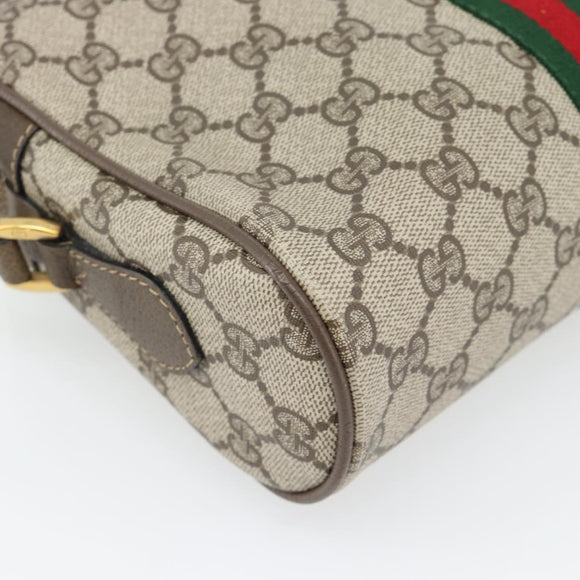GUCCI GG Supreme Web Sherry Line Bag PVC Beige Gold 56 02 004 Auth 181982