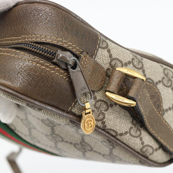 GUCCI GG Supreme Web Sherry Line Bag PVC Beige Gold 56 02 004 Auth 181982