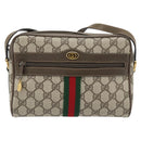 GUCCI GG Supreme Web Sherry Line Bag PVC Beige Gold 56 02 004 Auth 181982-13