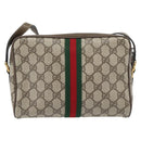 GUCCI GG Supreme Web Sherry Line Bag PVC Beige Gold 56 02 004 Auth 181982-2