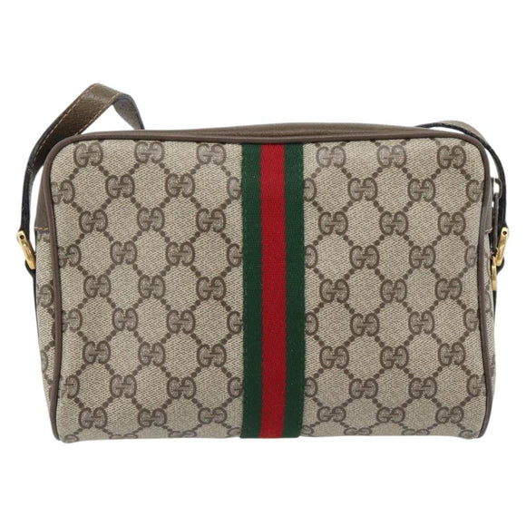 GUCCI GG Supreme Web Sherry Line Bag PVC Beige Gold 56 02 004 Auth 181982