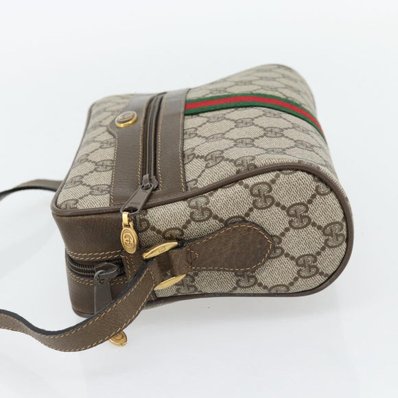 GUCCI GG Supreme Web Sherry Line Bag PVC Beige Gold 56 02 004 Auth 181982