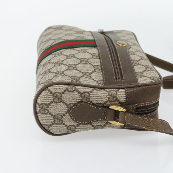 GUCCI GG Supreme Web Sherry Line Bag PVC Beige Gold 56 02 004 Auth 181982