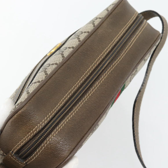 GUCCI GG Supreme Web Sherry Line Bag PVC Beige Gold 56 02 004 Auth 181982