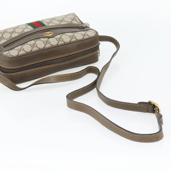 GUCCI GG Supreme Web Sherry Line Bag PVC Beige Gold 56 02 004 Auth 181982