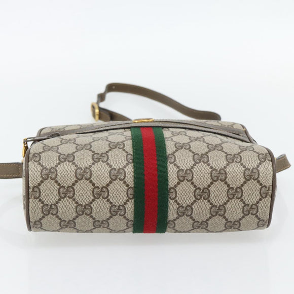 GUCCI GG Supreme Web Sherry Line Bag PVC Beige Gold 56 02 004 Auth 181982