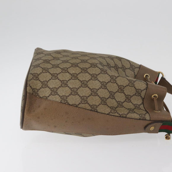 GUCCI GG Supreme Web Sherry Line Bag PVC Beige Gold 41 02 034 Auth 181983