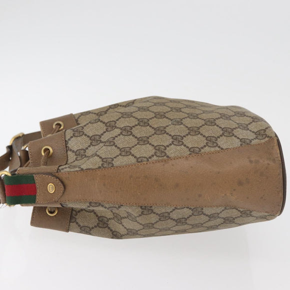 GUCCI GG Supreme Web Sherry Line Bag PVC Beige Gold 41 02 034 Auth 181983