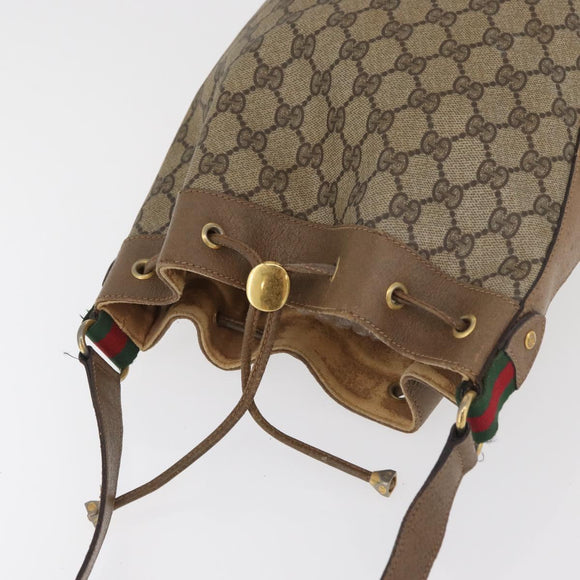 GUCCI GG Supreme Web Sherry Line Bag PVC Beige Gold 41 02 034 Auth 181983
