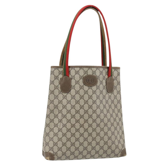 GUCCI GG Supreme Web Sherry Line Tragetasche PVC Beige 41 004 4465 Auth 181984