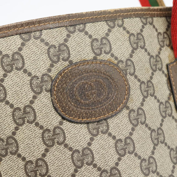 GUCCI GG Supreme Web Sherry Line Tragetasche PVC Beige 41 004 4465 Auth 181984