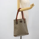 GUCCI GG Supreme Web Sherry Line Tragetasche PVC Beige 41 004 4465 Auth 181984-20