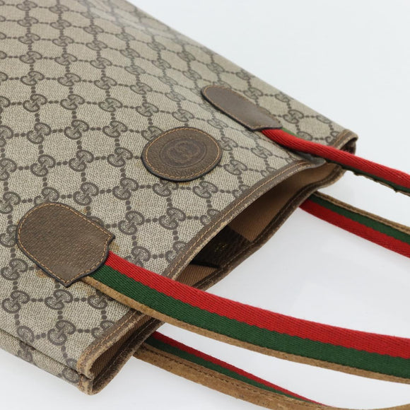 GUCCI GG Supreme Web Sherry Line Tragetasche PVC Beige 41 004 4465 Auth 181984