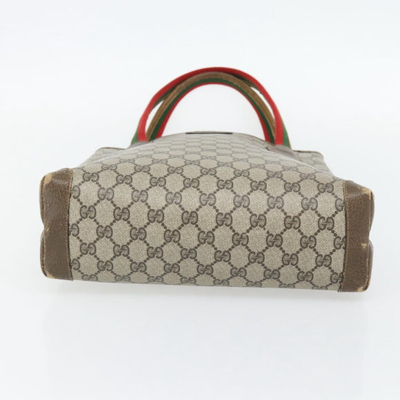 GUCCI GG Supreme Web Sherry Line Tragetasche PVC Beige 41 004 4465 Auth 181984