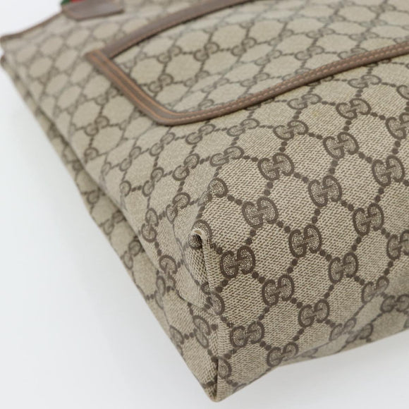 GUCCI GG Supreme Web Sherry Line Tote Bag PVC Beige Gold 40 02 003 Auth 181985A