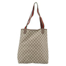 GUCCI GG Supreme Web Sherry Line Tote Bag PVC Beige Gold 40 02 003 Auth 181985A-3