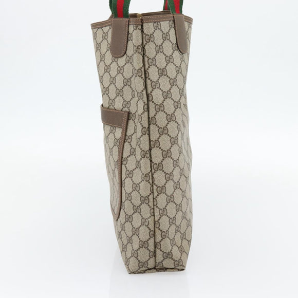 GUCCI GG Supreme Web Sherry Line Tote Bag PVC Beige Gold 40 02 003 Auth 181985A