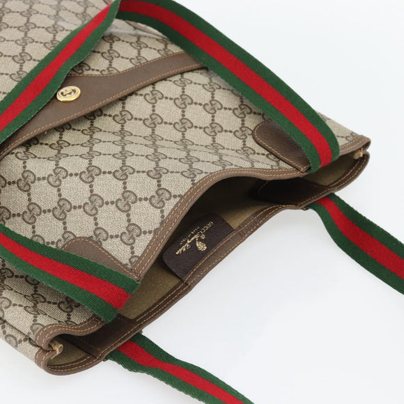GUCCI GG Supreme Web Sherry Line Tote Bag PVC Beige Gold 40 02 003 Auth 181985A