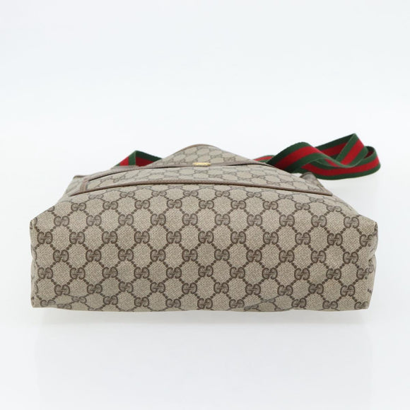 GUCCI GG Supreme Web Sherry Line Tote Bag PVC Beige Gold 40 02 003 Auth 181985A