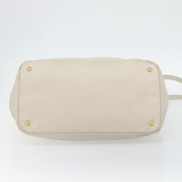 PRADA Handtas Leer 2-weg Ivoor Goud Authentiek 182009