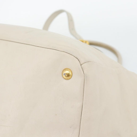 PRADA Handtas Leer 2-weg Ivoor Goud Authentiek 182009