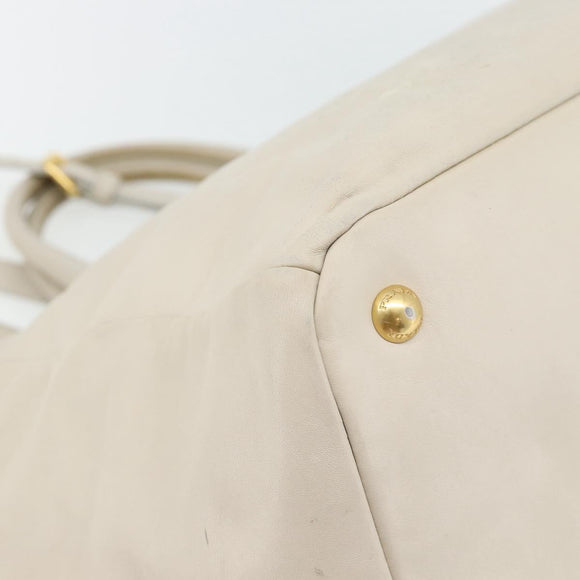 PRADA Handtas Leer 2-weg Ivoor Goud Authentiek 182009